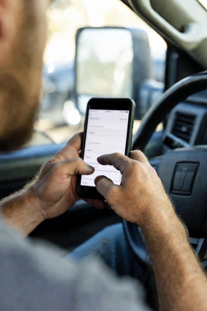 Contractor holding a smartphone scanning a paper estimate